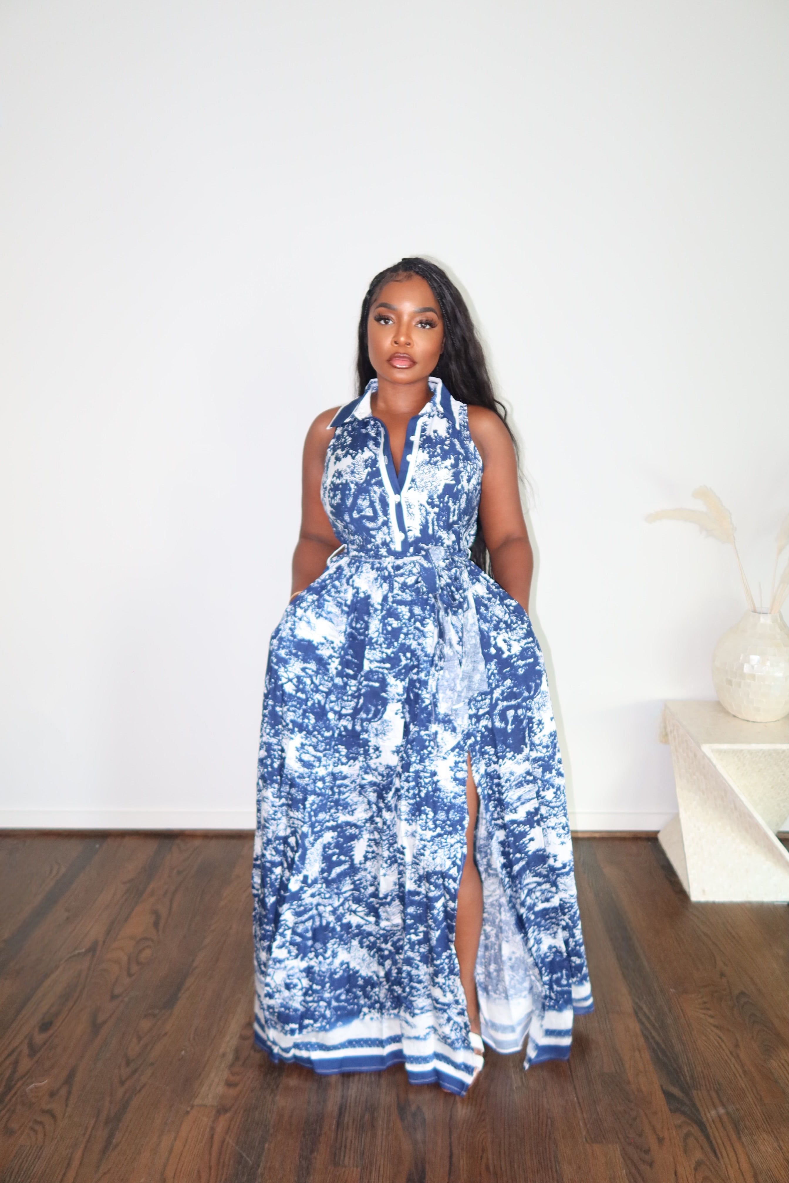 Navy print maxi
