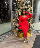 Red Bell sleeve sweater dress
