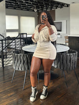 Nude hoodie skirt set