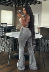 Charcoal bell pant set