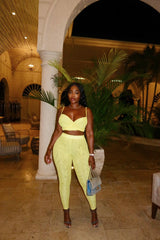 Yellow mesh pant set