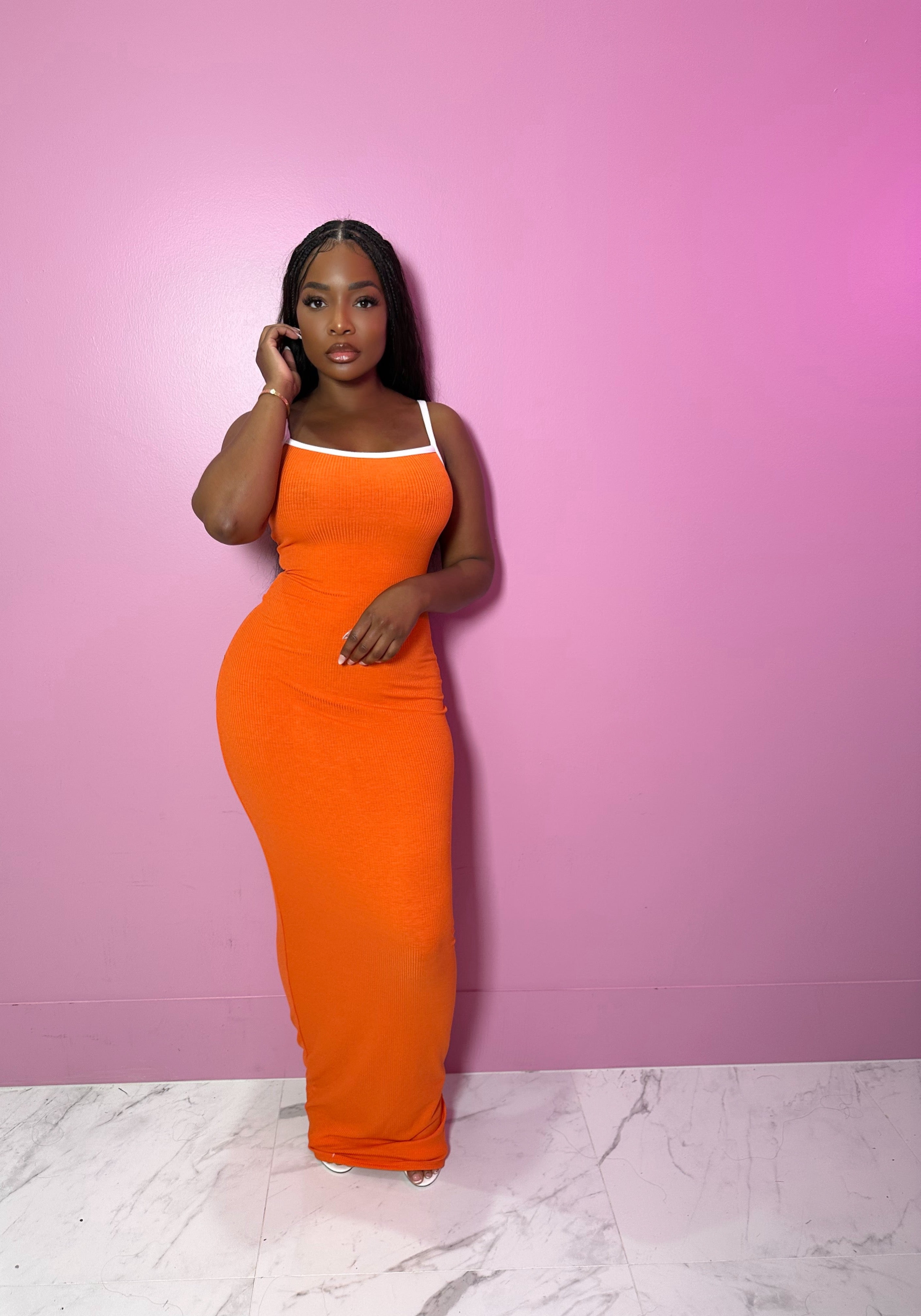 Orange outline tank dress