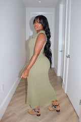 Olive collar sweater dress