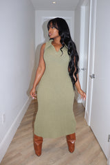 Olive collar sweater dress