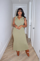 Olive collar sweater dress