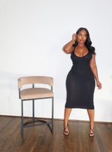 Black ribbed midi dress