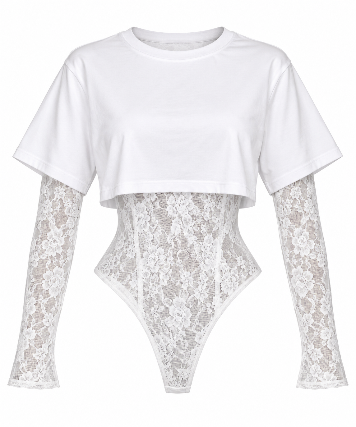 White lace and crop bodysuit