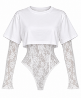 White lace and crop bodysuit