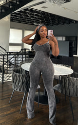 Charcoal jumpsuit headband set