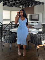 Sky blue prissy halter dress