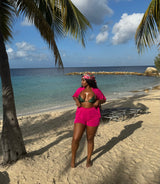 Fuchsia cover up short set