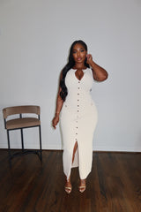 Cream Button Dress