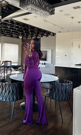 Purple Chiffon Pant Set