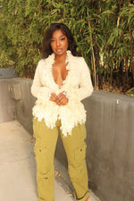Cream frills sweater