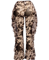 Sheer cow print pant