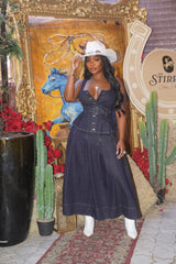 Dark Denim Skirt Set