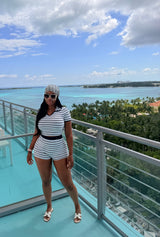 Blue stripe short set