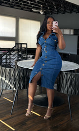 Denim halter dress