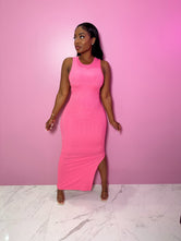 Pink side slit dress