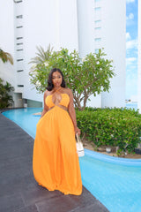 Orange cross over jumpsuit