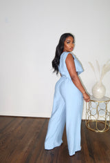 Powder Blue pocket pant set ll