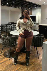 Cranberry vegan leather shorts