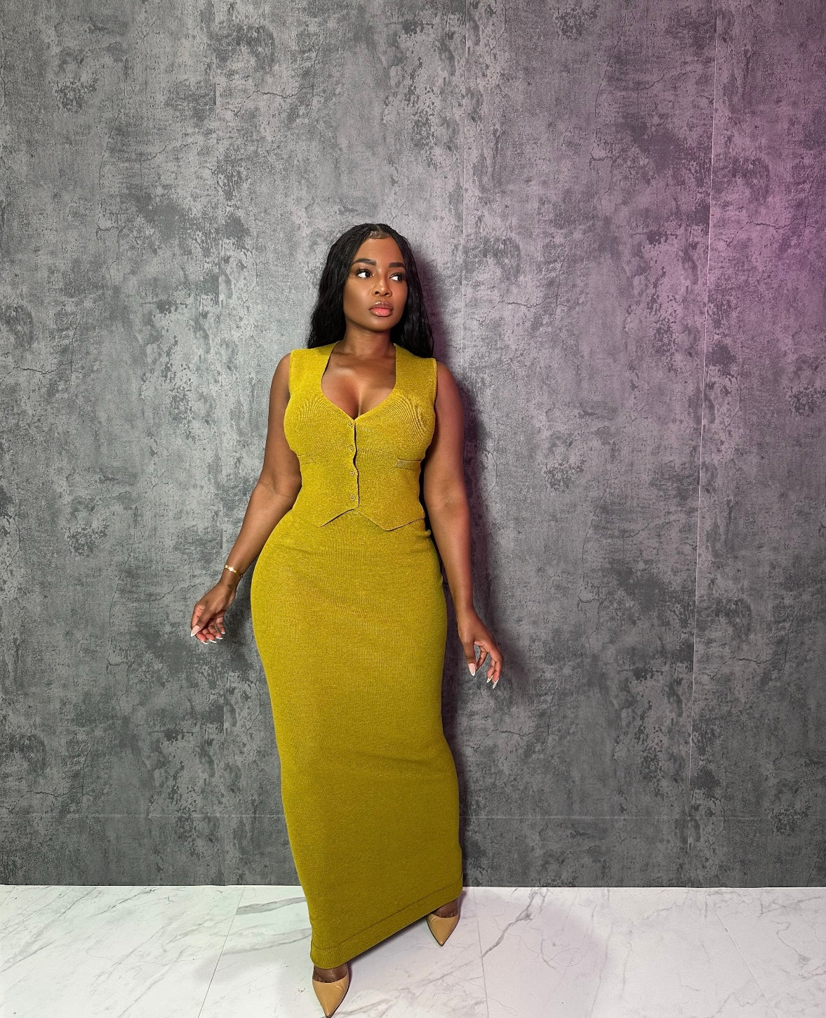 Kiwi Vest Skirt set