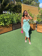 Teal tie dye twist dress