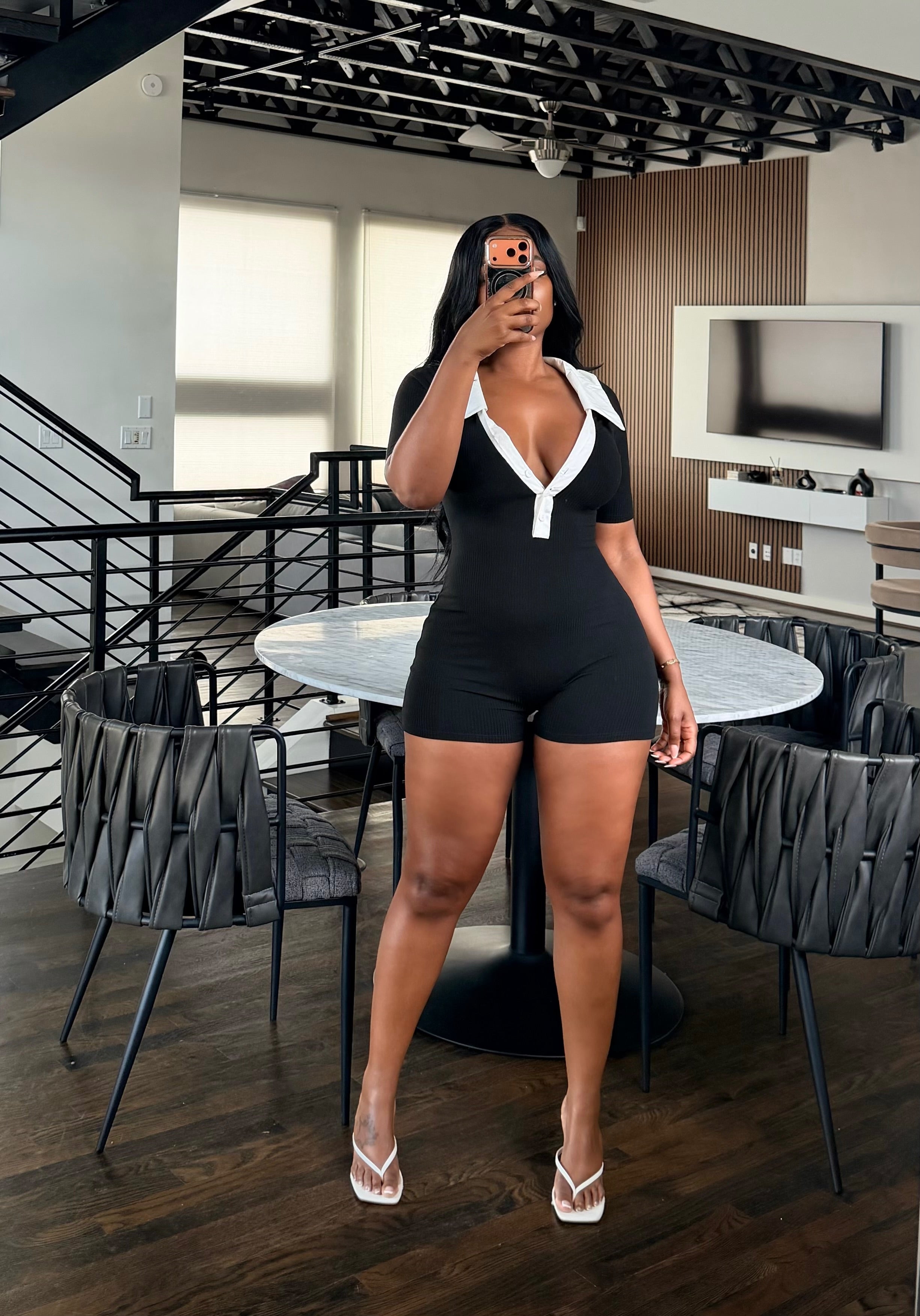 White collar Romper