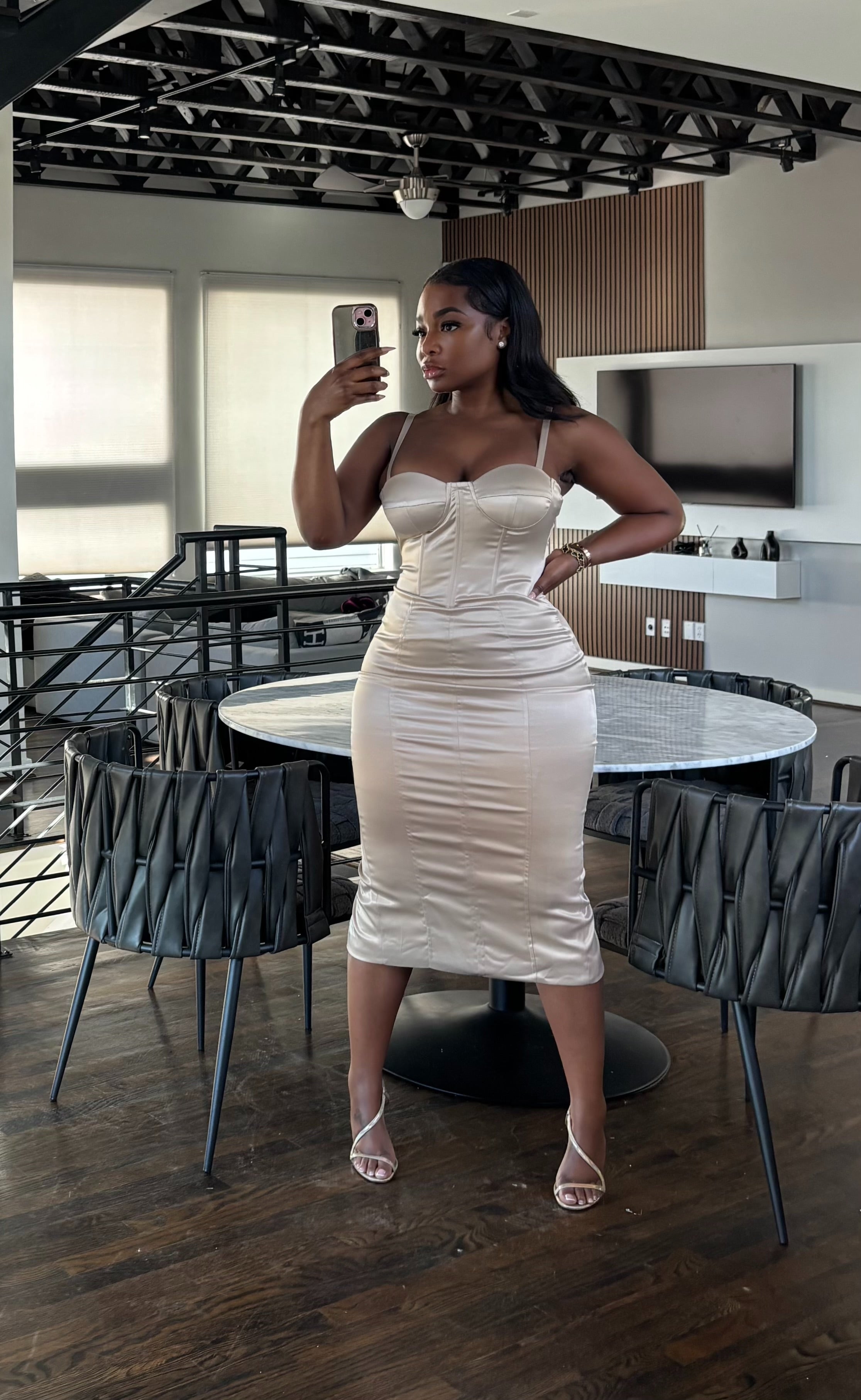 Champagne bustier dress