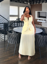 Yellow Pleated Skirt set