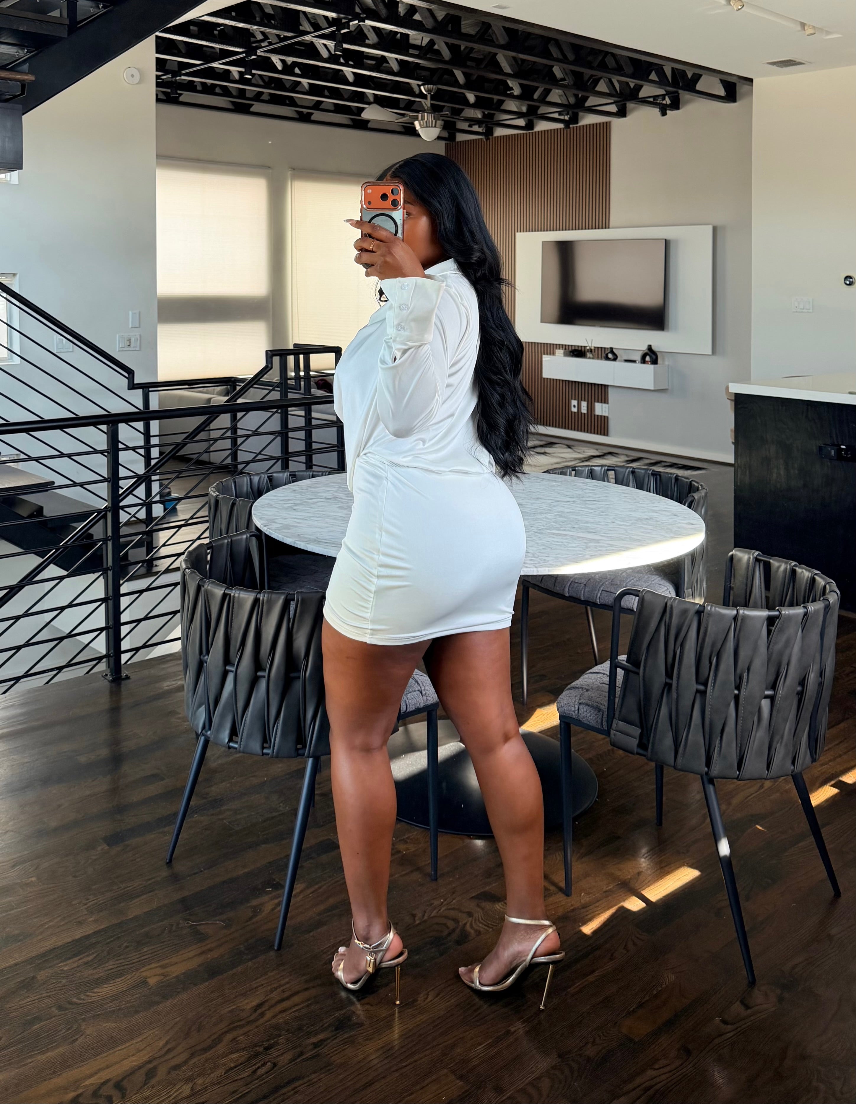 White collar mini dress
