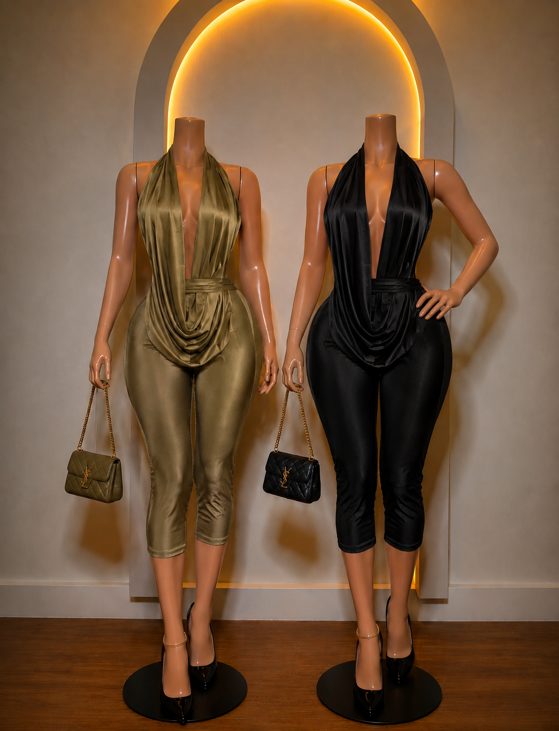 Olive drape romper