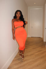 Orange midi skirt set