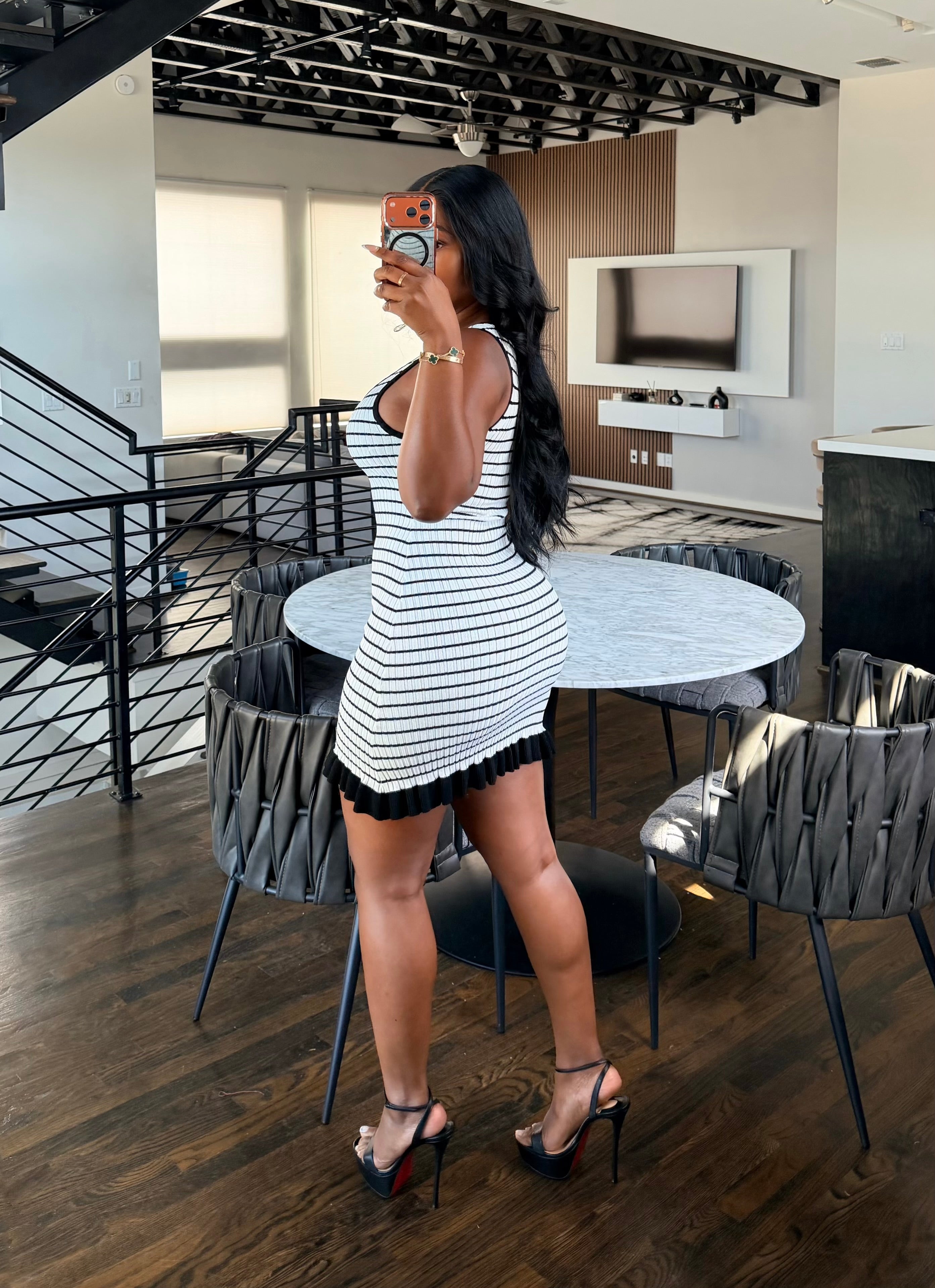 Stripe ruffle mini