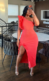 Peach ruffle skirt set