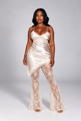 Ivory satin slip dress