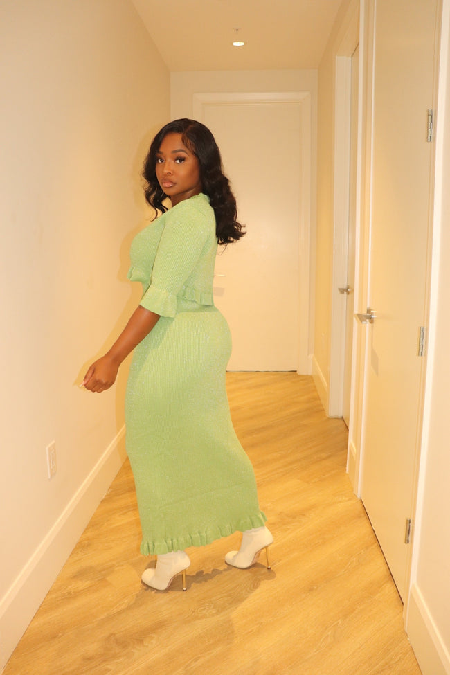 Sage Ruffle Skirt Set