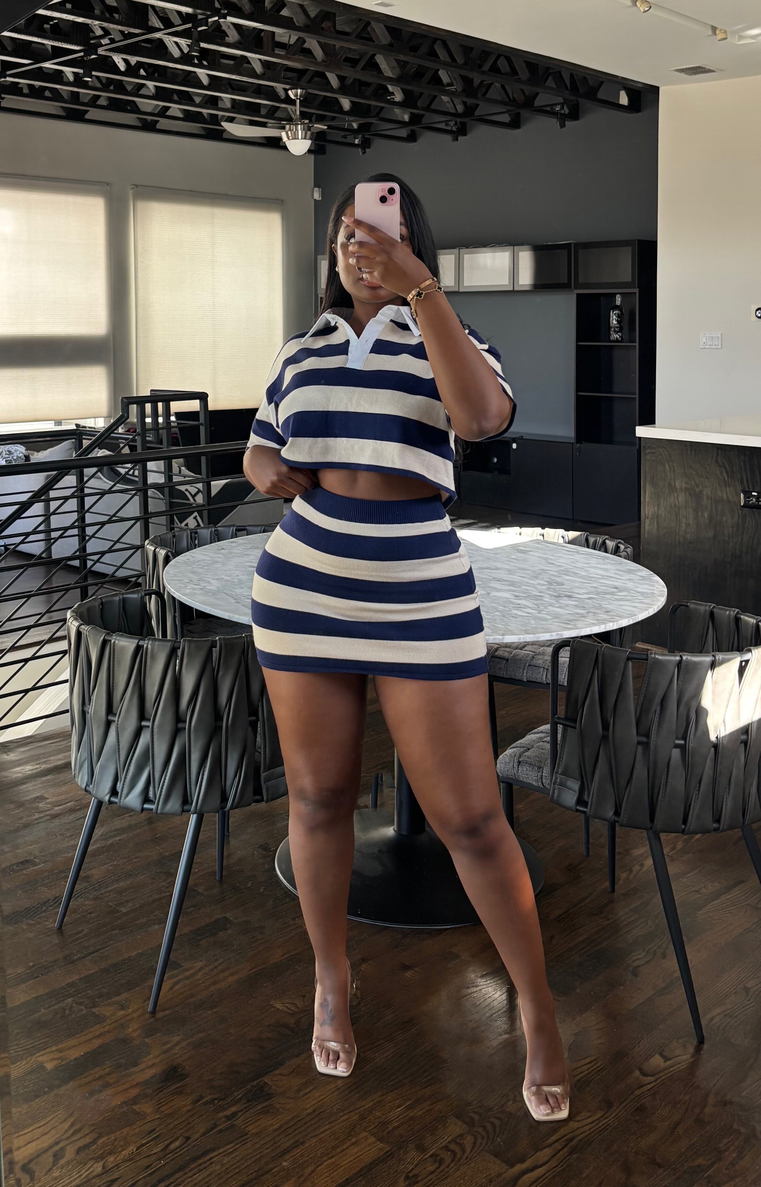 Navy Polo Skirt set