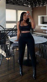 Black jersey lined pant set