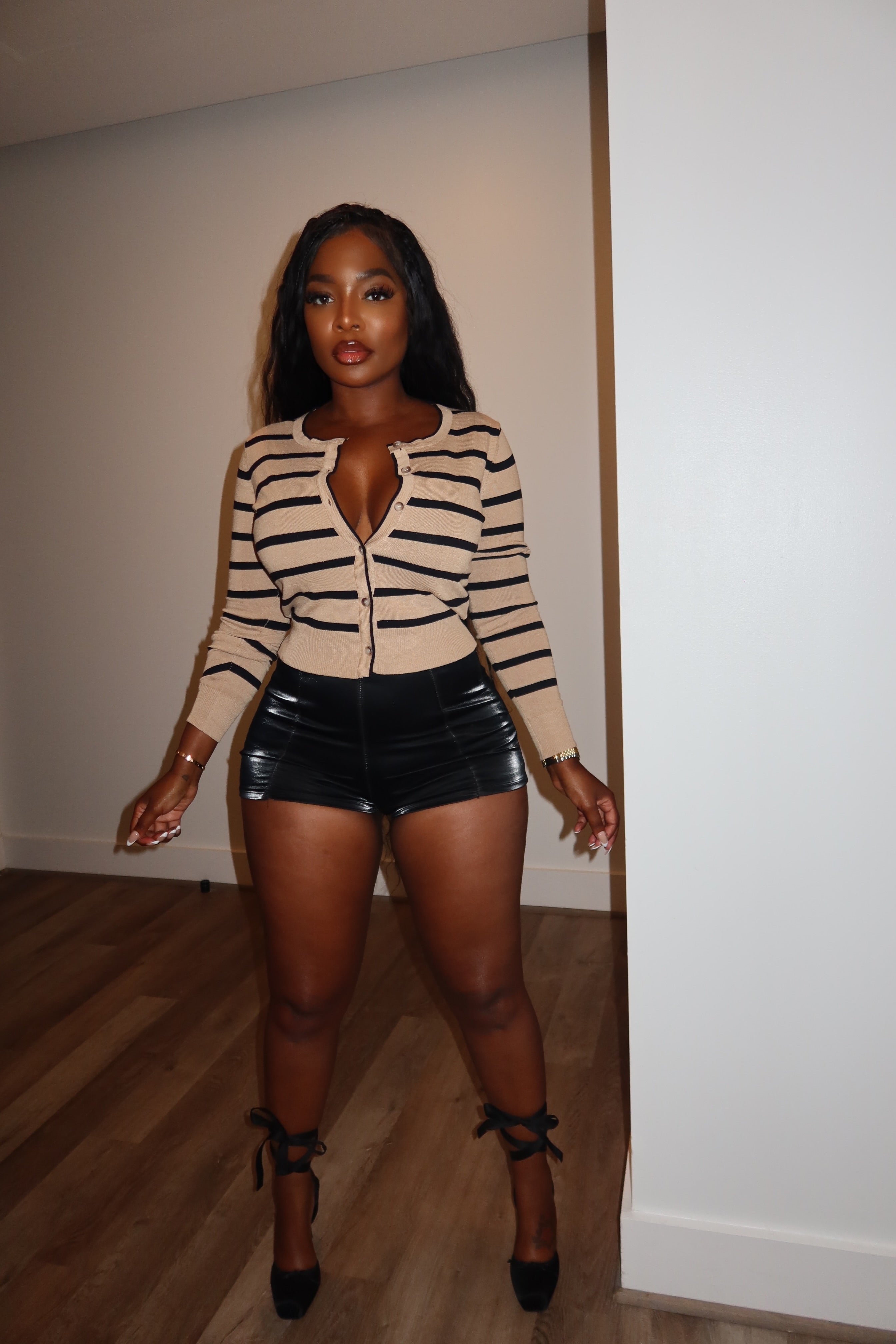 Tan black cardigan