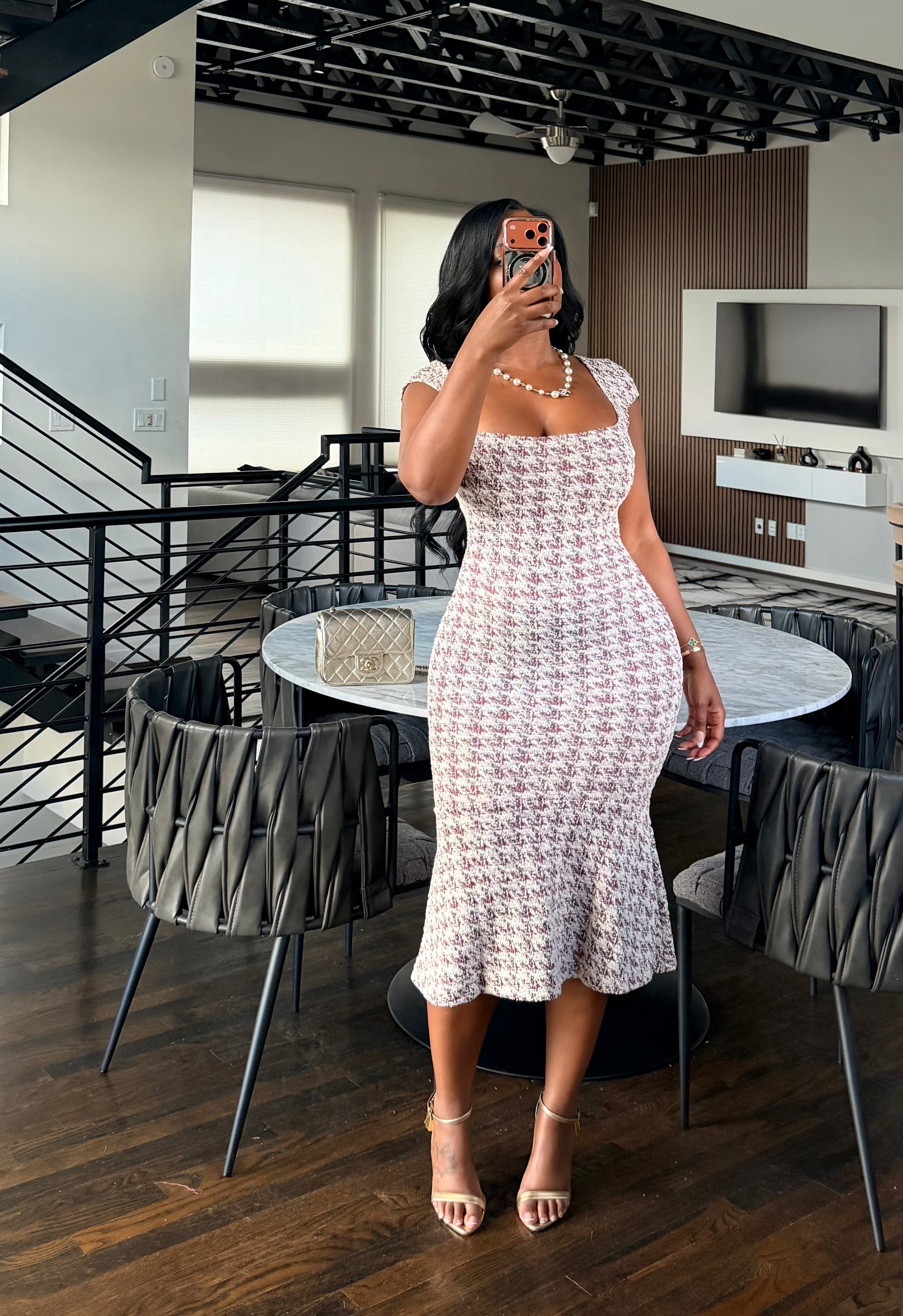 Purple tweed dress