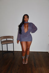 Gray choker dress