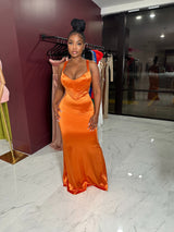 Mandarine satin gown