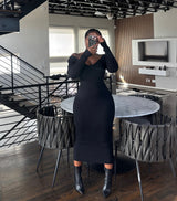 Black ribbed sweater dress