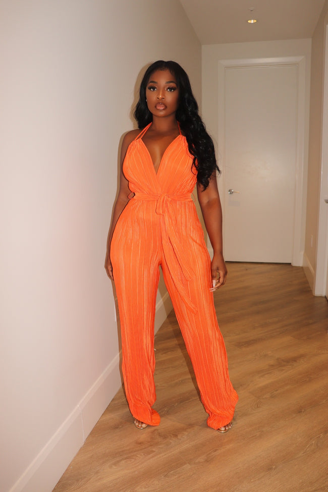 Orange slinky jumpsuit