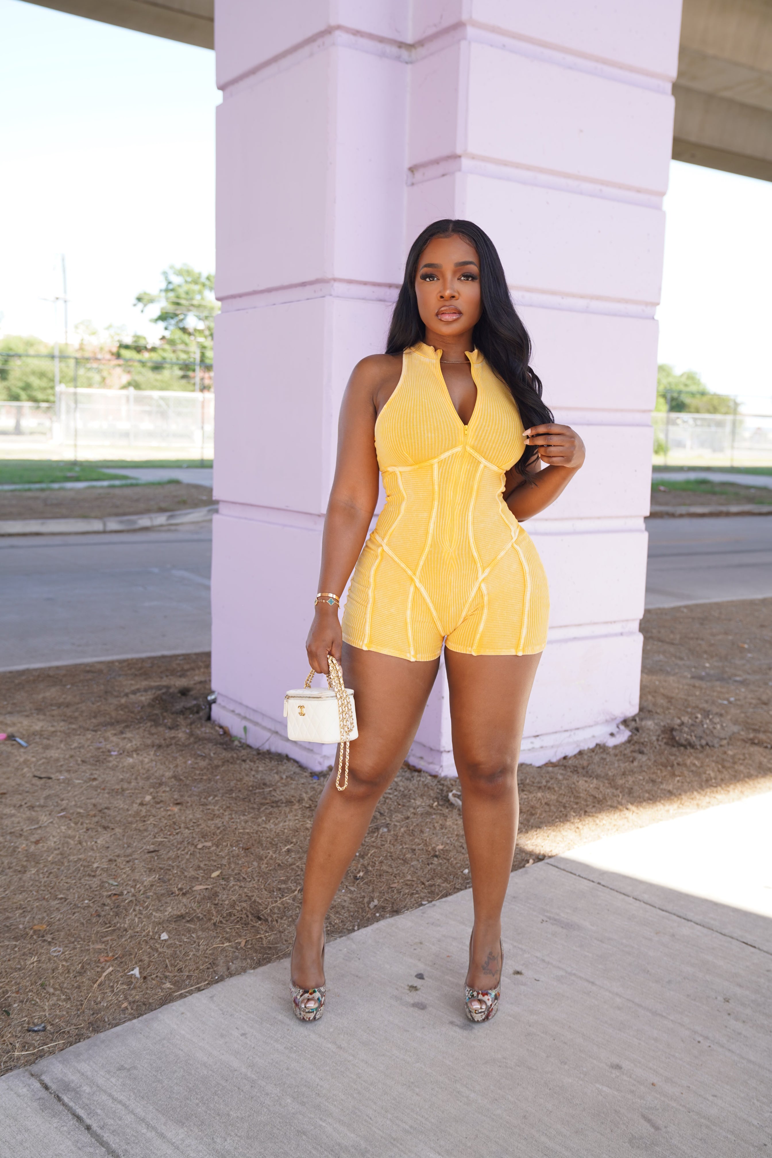 Yellow outline romper