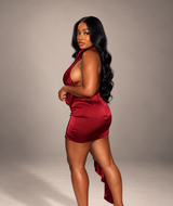 Wine Drape mini dress