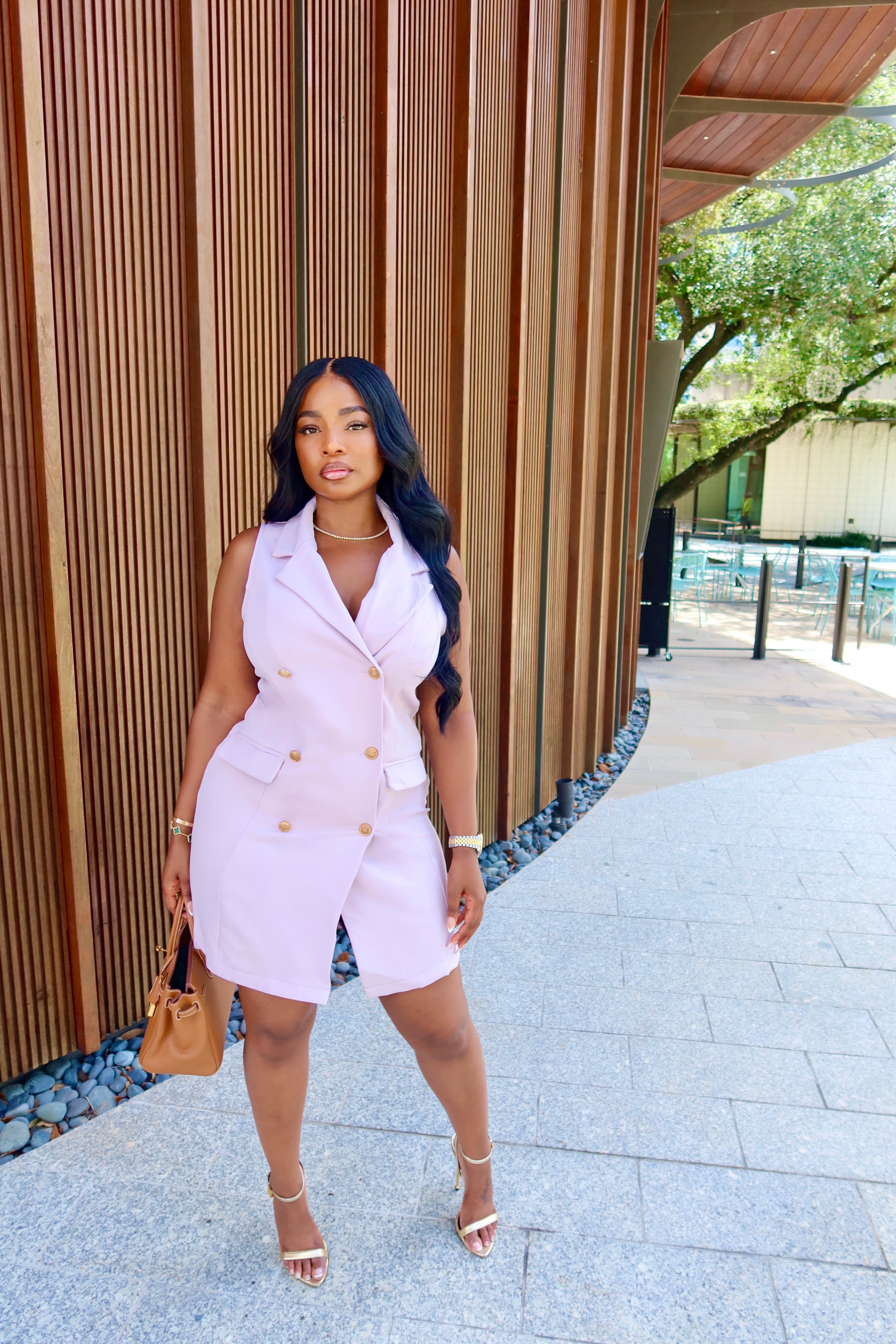 Purple Gold Button Vest Dress