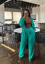 Emerald textured pant set